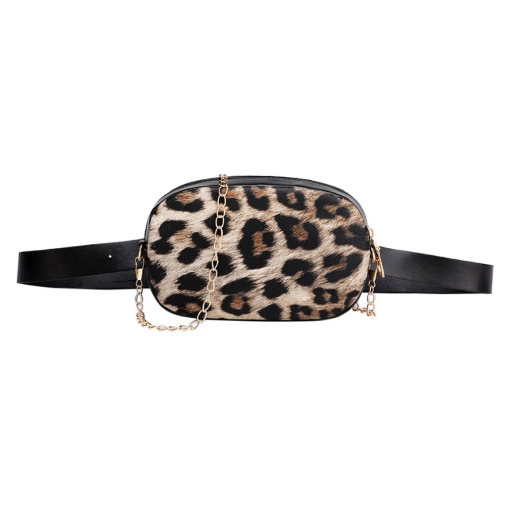 Cheetah/leopard Chain Fanny Pack Leather Crossbody